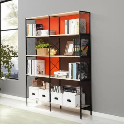 Estantería MU:4Life 2x4 Ancha Multicolor Metal Aglomerado 4 Niveles