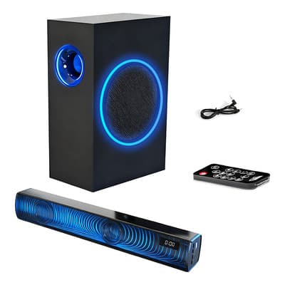 Barra De Sonido Con Subwoofer 120w Home Theater 2.1 Canales Teatro En Casa Con Bluetooth Hdmi-arc/aux/usb Conector 110v Color Negro Control Remoto 60