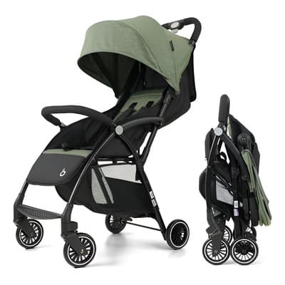 Carriolas Para Bebé Infanti Portátil Plegable Verde Con Respaldo Ajustable Negro