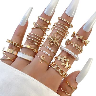 Fuezoiu Set 21pz Anillos Acero Inoxidable Ajustables Joyeria Mujer Regalo Dorados Ajustable - $94.80 en Mercado Libre | PrecioMX