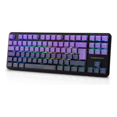 TERPORT 80% Teclado Mecánico Inalámbrico Gasket Rgb TR95-E243 Galaxia, BT/2.4G/Cableado, Switch Ultraligero Hotswap, Full-antighosting, Programable, Español Win&Mac Compatible- Morado Degradado