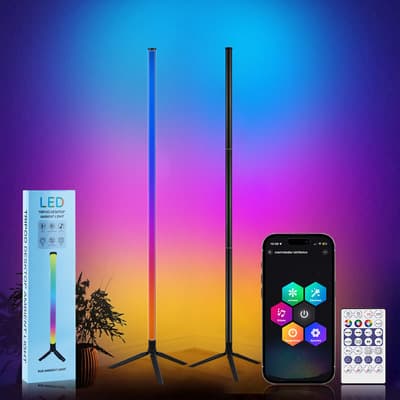 Hutiirich® Lámpara De Piso Led Rgb Lámpara De Pie Inteligente Con Sincronización De Música App Y Control Remoto Luz Ambiental De Escritorio Luz Ambiental Para Distancia De Control Remoto De 3 Metros
