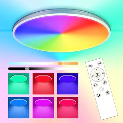 Lamparas De Techo Modernas Bylifity Rgb Inteligente Plafón Lámpara Luz Led Con Buletooth Tuya App 24w, 30cm Luminación De Techo Para Baño Porche, Cocina, Dormitorio, Salón, Pasillo