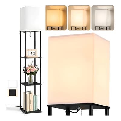 Lámparas De Piso Con Estante 3 Colores Metal Lámpara De Pie Blanco Negro
