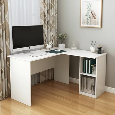 Escritorio L Home Office Eco Petit Juvenil Moderno Color Blanco