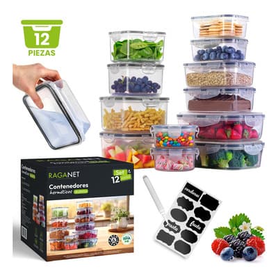 Recipientes Herméticos De Almacenamiento De Cocina 12 Pz Transparente 12 Piezas - $269.00 en Mercado Libre | PrecioMX
