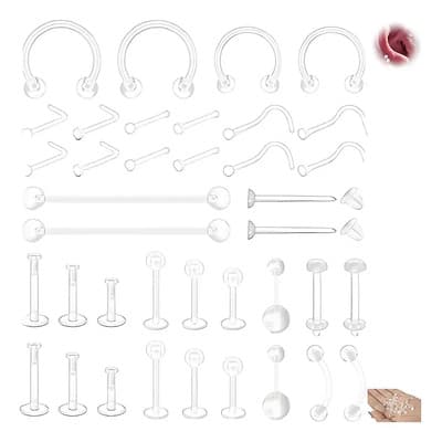 Solviora 38pzs Piercing Transparentes Para Nariz, Cartílago, Ombligo - $139.00 en Mercado Libre | PrecioMX