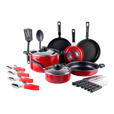 Batería De Cocina Con Antiadherente Ekco 32 Piezas De Aluminio - Rojo