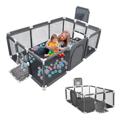 Corralito Para Bebe Plegable Corral De Gimnasio De Juegos Color Gris Diseño De La Tela Liso Shopmall - $701.89 en Mercado Libre | PrecioMX