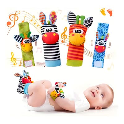 Douad 4 Calcetines Con Sonaja Para Bebé Juguetes De Estimulación Temprana Material Suave Transpirable Antibacteriano... Estilo 1 Animales - $109.88 en Mercado Libre | PrecioMX