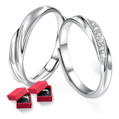 Leawede 2pzs Anillos De Compromiso Pareja Ajustable Con 2 Caja,anillos Para Parejas,anillo Compromiso,regalos San Valentin,regalo Para Novia Plateado 8 - $78.96 en Mercado Libre | PrecioMX