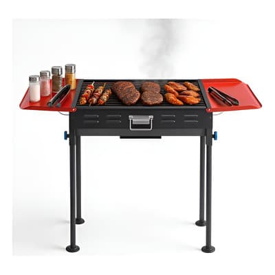 Parrilla Portátil Plegable Para Asar Con Carbón, Color Rojo, Ideal Para Cocinar Al Aire Libre, Camping, Picnic O Jardín, Compacta, Resistente Y Fácil De Transportar Armado Rápido Y Transporte Cómodo