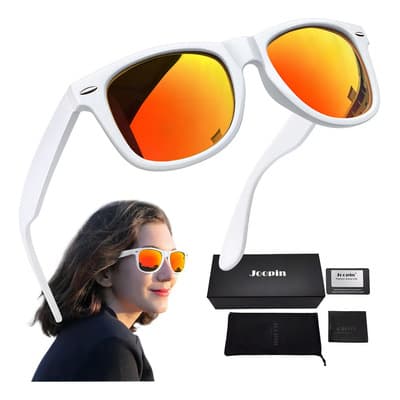 Joopin Lentes De Sol Polarizados Hombre Mujer Cuadrado De Moda Uv400 Proteger Ojos Anti Luz Solar Diseño Clásico Color Blanco Brillante / Naranja Espejo - $326.69 en Mercado Libre | PrecioMX