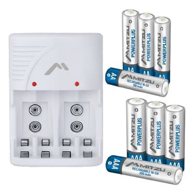 Cargador De Baterias Con 8 Pilas Recargables: 4aaa + 4aa Mitzu Cargador De Pilas Recargables Con Protección De Calentamiento Clavija Retráctil Plástico Abs - $305.00 en Mercado Libre | PrecioMX