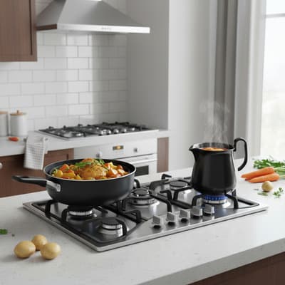 Parrilla a Gas 5 Quemadores Naesi Acero Inoxidable Empotrable 77 cm Plateada