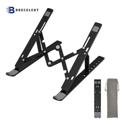 Brecelent Base Soporte Para Laptop De Aluminio, Plegable, Portátil Y Ajustable Color Negro, Laptop Accesorios De Notebook Y Tablet Y Libro Brecelent
