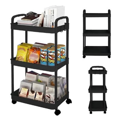 Carrito Auxiliar Cuory Organizador Multiusos Almacenaje 3 Niveles Color Negro - $135.00 en Mercado Libre | PrecioMX