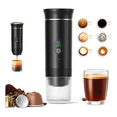 Welago® Cafetera Portátil 3 en 1, 60ml, Pantalla Digital, Control de Temperatura, Calentamiento Rápido, Compacta,con Batería de Larga Duración, Ideal para Viaje, Oficina o Carro