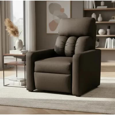 Sillón Reclinable Reposet Moderno Cómodo Resistente Lino Color Chocolate Lino Chocolate