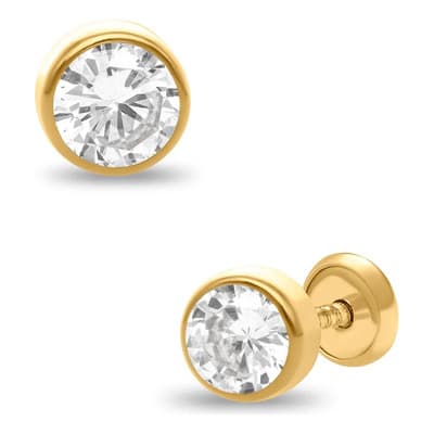 Broqueles Bizzarro Mujer Oro 14k Zirconia Brillante Dorado - $2,805.00 en Mercado Libre | PrecioMX