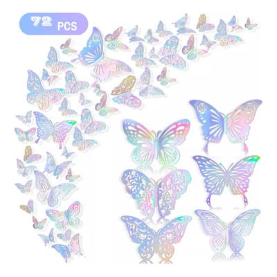 72pzs Mariposas Decorativas 3d Leawede Pared Metalicos Color Plata - $84.10 en Mercado Libre | PrecioMX