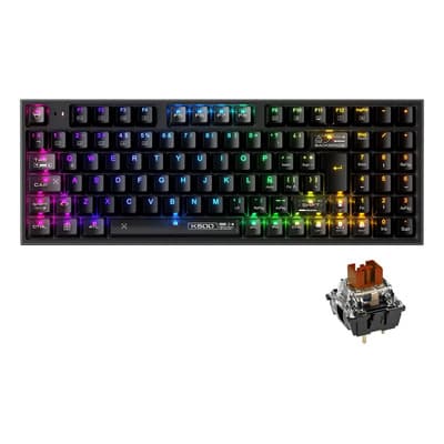 Teclado Mecanico Gamer Español Latino Machenike K500-b94 Rgb Para Pc 95 Teclas Parcialmente Transparentes 100 % Antighosting Hotswap Computadora Tecla Ergonomico Teclado para Pc