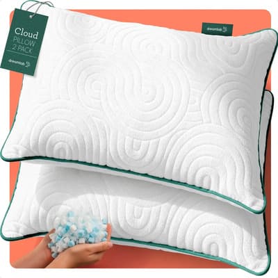 2 Almohadas Memory Foam King Size Dreamlab Cloud, Ajustable, Funda de Bambú, Hipoalergénica