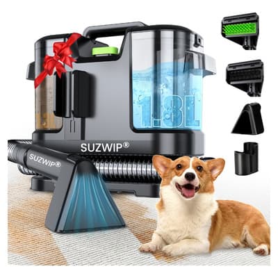 Aspiradora Para Limpiar Alfombras Y Manchas SUZWIP 1.8l+1.3l 16kpa Limpiadora Eléctrica Para Hogar O Auto Oficina 5M+1.5M Con 2 Cabezales De Cepillo