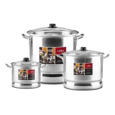 Juego De 3 Vaporeras Lamex De Aluminio 6.5 - 11 - 30 Litros