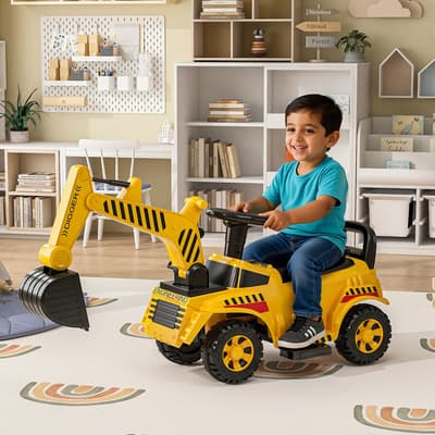 Coche De Juguete Para Niños Ingeniería Excavadora Eléctrica Amarillo Moto Electrica Montable Para Niños,6v Cabezal De Excavadora Con Palanca De Control, Entrenamiento En Control Y Habilidades - $1,591.68 en Mercado Libre | PrecioMX