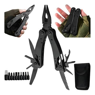 EonSpark Multiherramienta Negra 20 Funciones Alicates Navaja Acero Inoxidable