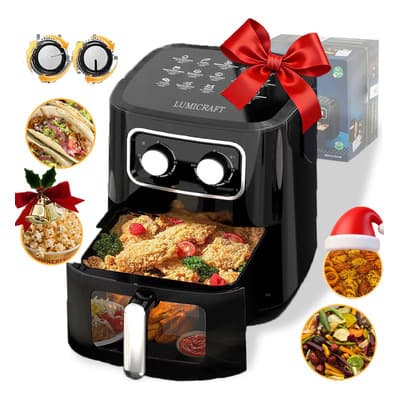 Freidora De Aire 10l de gran capacidad,8 Programas Multifuncional Diamondforce, 0 Recubrimiento,Negro, Aire caliente 3D, Recubrimiento Libre de PFOA