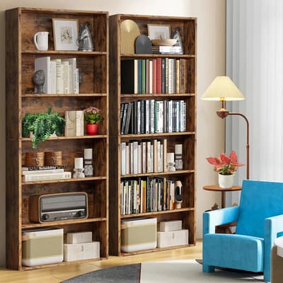 Furrific® Librero Modernos 6 Caps 180* 24* 60 Cm Multiusos Estantería De Madera Estante de almacenamiento de madera, armario de pared para sala de estar.Marrón