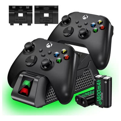 Estación De Carga Dual Para Xbox Series S/x Y Xbox One S/x/elite Con 2 Fuente De Poder Para Xbox One 1800mah Recargables Kit Carga Y Juega Xbox Series S/x Para Control Xbox One S/x/elite Y Series S/x