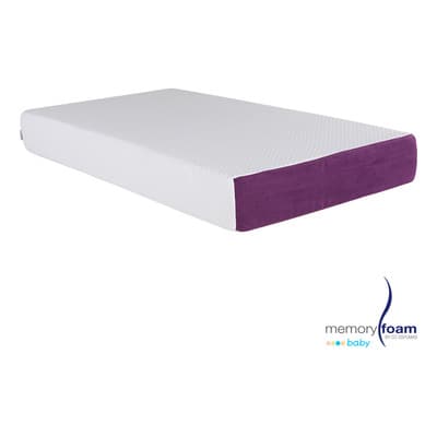 Colchón Cuna Bebé Baby Good Memory Foam 130 X 70 Color Blanco y Morado