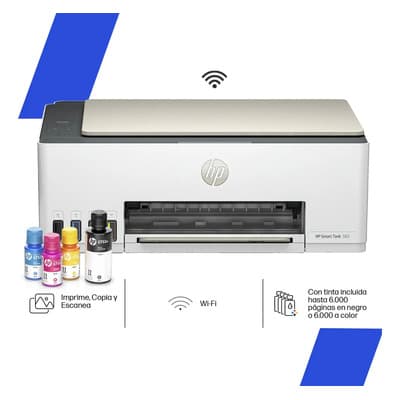 Impresora Multifuncional Hp Smart Tank 583 Tanque De Tinta Color Wifi Smart App Blanco