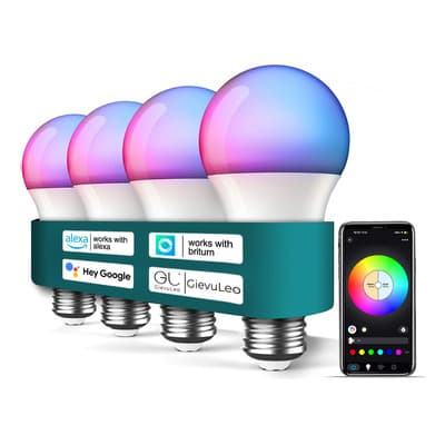 Gievuleo 4 Focos Wifi Inteligente Rgb Alexa Google Siri Briturn App Solo 2.4g Wifi Foco Led E27 9w Control Por Voz Música Temporizador Smart Bulb Foco Bluetooth Hogar Inteligente - $198.10 en Mercado Libre | PrecioMX