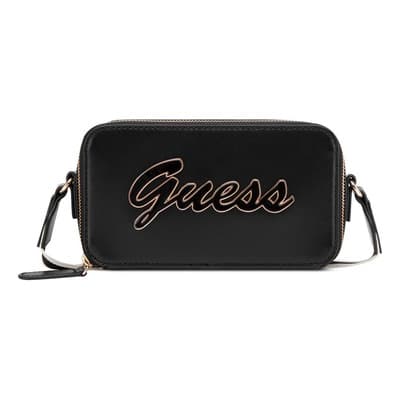 Bolsa Guess Crossbody Mujer Carrara Negro Lg978070-bla Acabado De Los Herrajes Níquel Diseño De La Tela Lisa