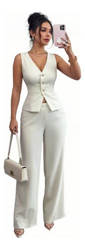 Elegante Conjunto De Chaleco Y Pantalones Sin Mangas Mujere - $298.80 en Mercado Libre | PrecioMX