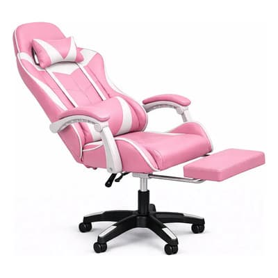 Silla Gamer Ergonómica Ajustable Oficina Ejecutiva Colores Rosa Cuero Sintético