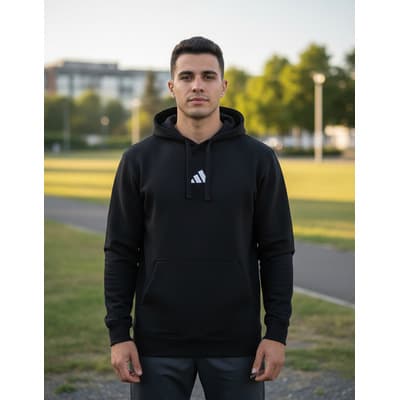 Sudadera Deportiva adidas Box Negra Con Gorro Lisa