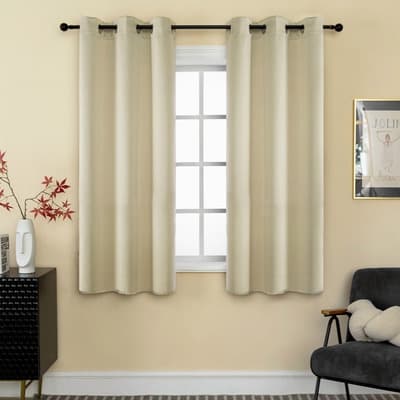 NANWEI Cortinas Blackout para sala recamara 220X160cm Coronas diseño moderno Ventanas Decorativas Aislamiento térmico y Reducción de ruido Tela impermeable 2 Paneles Color Beige