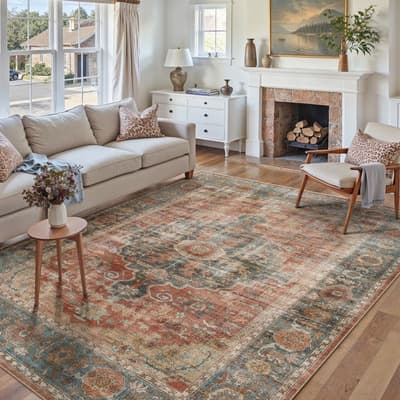 240x300cm Alfombras Para Sala Roja Vintage Tapete Decorativo - $1,689.12 en Mercado Libre | PrecioMX