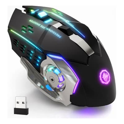 Mouse gamer inalámbrico recargable Woneligo negro Mouse Inalambrico Gamer Ergonomico 2.4g Bt Dual Modos Raton