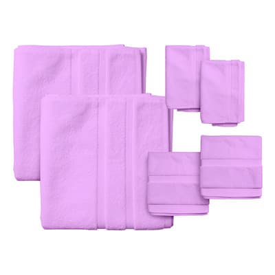 6 Toallas Microfibra Premium (2 Facial, 2 Manos, 2 Baño) Lila