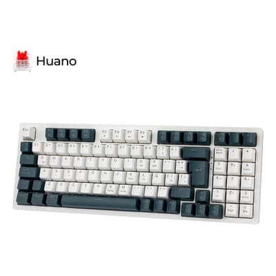 TERPORT 90% Teclado Mecánico Español TR95-E171 Glaciar, Switch Huano Rojo Hotswap, Teclado Español Con Cable Removible De 95 Teclas Anti-ghosting, Teclado Pc Con Pad Numérico Para Office