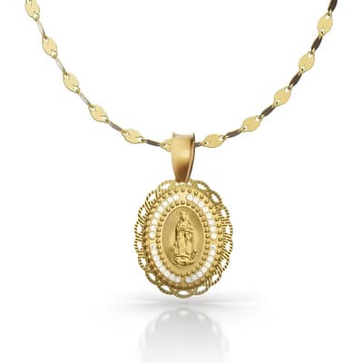 Medalla Virgen De Guadalupe Cadena 50cm De Oro 14k Italiano Color Dorado - $3,959.30 en Mercado Libre | PrecioMX