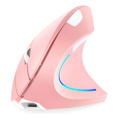 Ratón Vertical Inalámbrico Recargable Ergonómico De 2,4 G Color Rosa Genérica C18