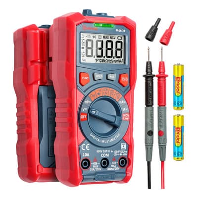 Astroai Multímetro Digital, 4000 Unidades Trms Rango Automático, Voltímetro De 1,5 V/9 V/12 V, Corriente De Continuidad Con Función De Voltaje Sin Contacto, Diodos De Resistencia Medidor Amperimetro