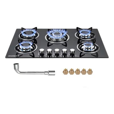 Parrillas Gas Estufas Empotrables 5 Quemador Cristal Templado Negro Estufa De Mesa Xiudeen M5001g Adecuado Para Gas Lp Y Gn - $1,943.45 en Mercado Libre | PrecioMX